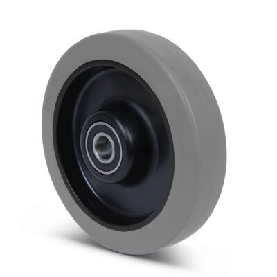 Rubber wiel 200 mm - kogellager asgat 20 mm - 400 kg