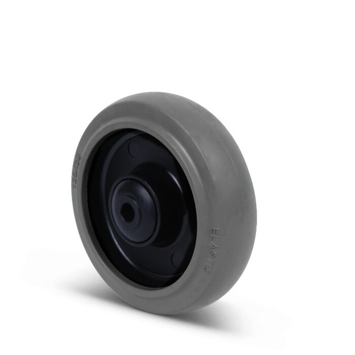 Rubber wiel 125 mm - kogellager  asgat 10 mm - 220 kg