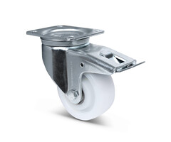 Nylon zwenkwiel met rem 125 mm - 700 kg