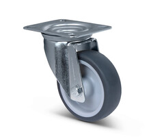 TPR grijs rubber zwenkwiel 100 mm - 100 kg