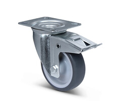 TPR rubber zwenkwiel met rem 100 mm - 100 kg