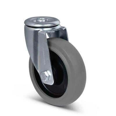 Rubber zwenkwiel 125 mm - kogellager - 220 kg