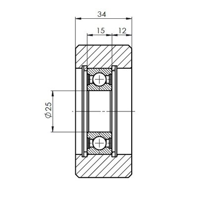 Stalen zwaarlast wiel 80x34 mm - 700 kg