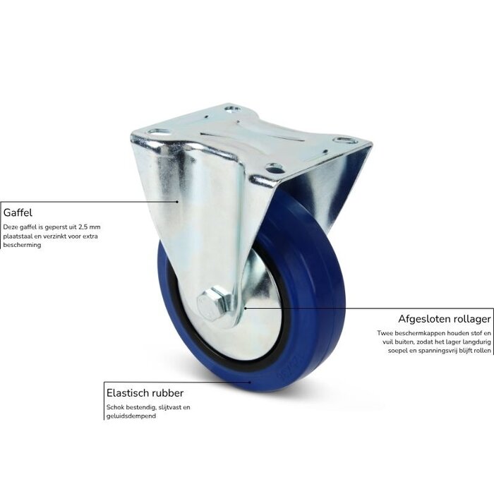 Flightcase rubber bokwiel 80 mm - 110 kg