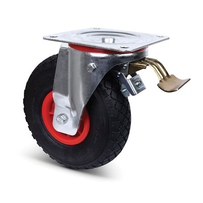 Antilek zwenkwiel met rem 260 mm - Massief PU - 150 kg