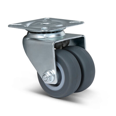 Dubbel zwenkwiel 50 mm - plaat - 80 kg