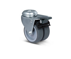 Dubbel zwenkwiel met rem 75 mm - 120 kg