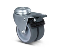 Dubbel zwenkwiel met rem 75 mm - 120 kg