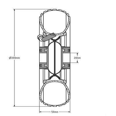 Luchtbandwiel 200 mm - lijnprofiel - 75 kg