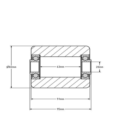 Nylon palletrol 82x91 mm - kogellager - 900 kg