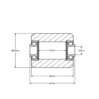 Nylon palletrol 82x84 mm - kogellager - 850 kg