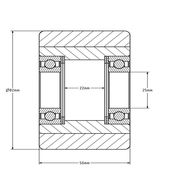 PU palletrol 82x50 mm - kogellager - 400 kg