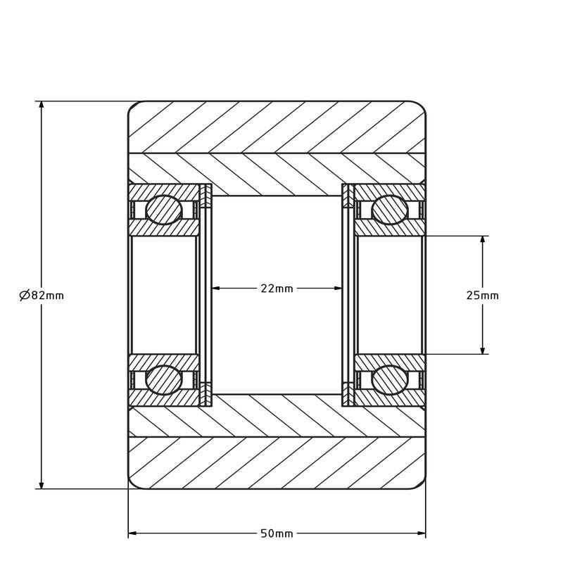 PU palletrol 82x50 mm - kogellager - 400 kg