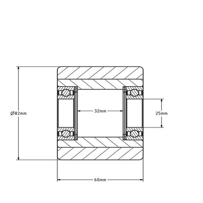 PU palletrol 82x60 mm - kogellager - 600 kg