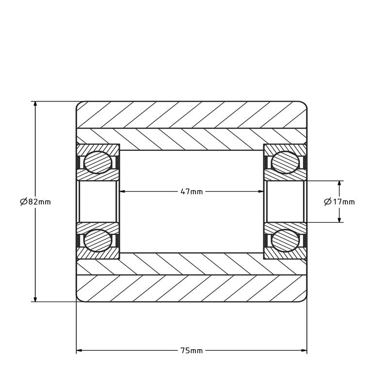 PU palletrol 82x75 mm - rvs kogellager - 530 kg