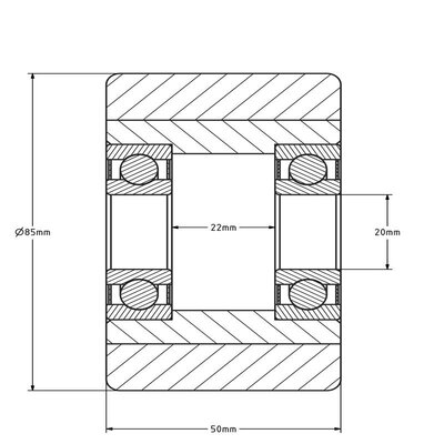 PU palletrol 85x50 mm - kogellager - 350 kg