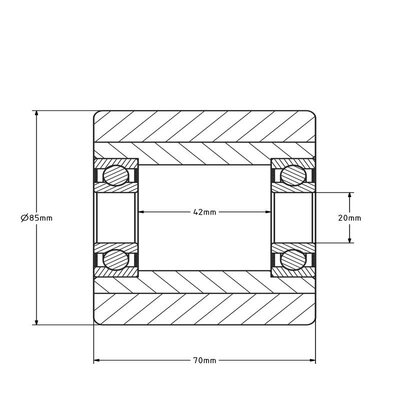 PU palletrol 85x70 mm - kogellager - 550 kg