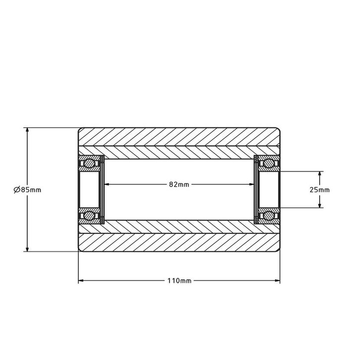 PU palletrol 85x110 mm - kogellager - 850 kg