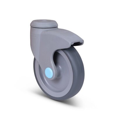 Kunststof zwenkwiel 125 mm - boutgat - 100 kg