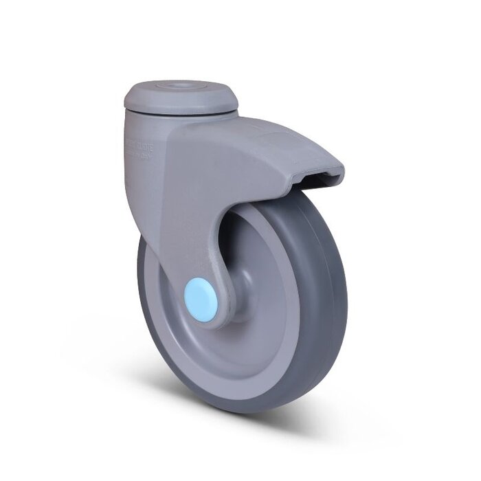 Kunststof zwenkwiel 125 mm - boutgat - 100 kg