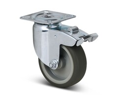 TPR rubber zwenkwiel met rem 75 mm - 75 kg
