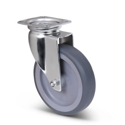 Derby Ruote Rvs zwenkwiel 100 mm - Rubber - 80 kg