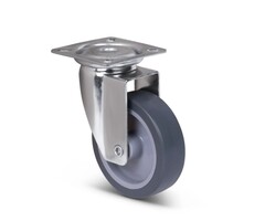 Rvs zwenkwiel 75 mm Rubber - 60 kg