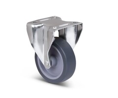 Rvs bokwiel 75 mm Rubber    - 60 kg