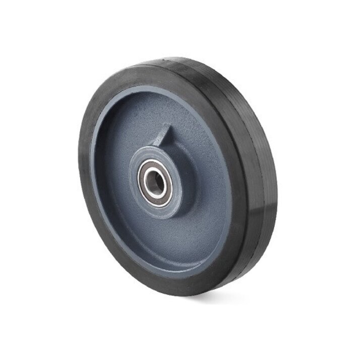 Rubber wiel 250 mm - kogellager asgat 30 mm - 500 kg