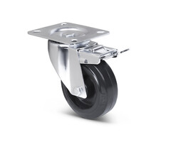 Hittebestendig zwenkwiel met rem rubber 100 mm - 80 kg - Copy