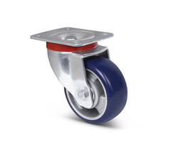 Blauw PU zwenkwiel 100 mm  - 200 kg