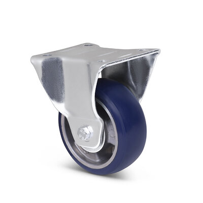 Blauw PU bokwiel 100 mm - 200 kg