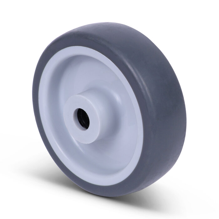 Rubber wiel 100 mm - rollager asgat 12 mm - 100 kg
