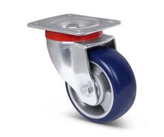 Blauw PU zwenkwiel 100 mm  - 200 kg
