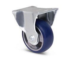 Blauw PU bokwiel 100 mm - 200 kg