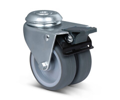 Dubbel zwenkwiel met rem 75 mm - 120 kg
