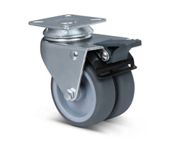 Dubbel zwenkwiel met rem 75 mm - 120 kg