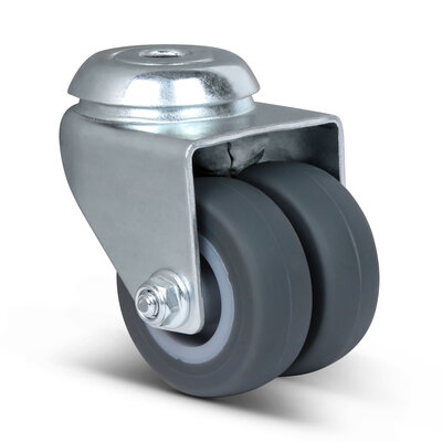 Dubbel zwenkwiel 50 mm - boutgat - 80 kg
