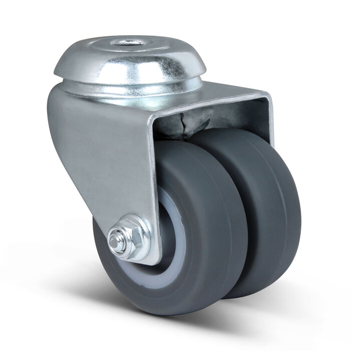 Dubbel zwenkwiel 50 mm - boutgat - 80 kg