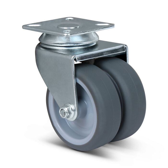 Dubbel zwenkwiel 75 mm - plaat - 120 kg