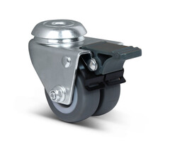 Dubbel zwenkwiel met rem 50 mm - 80 kg