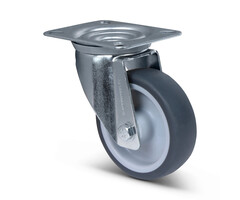 TPR grijs rubber zwenkwiel 100 mm - 100 kg