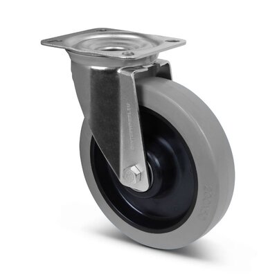 Rubber zwenkwiel 200 mm - kogellager - 400 kg