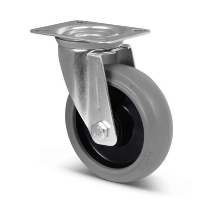 Rubber zwenkwiel 125 mm - kogellager - 220 kg