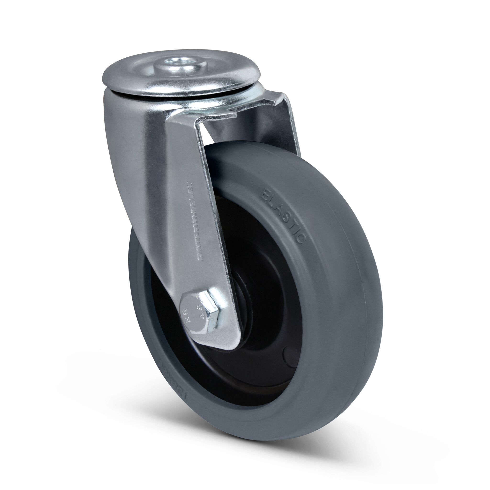 Rubber zwenkwiel 125 mm - kogellager - 220 kg