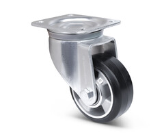 Elastisch rubber zwenkwiel 125 mm - 300 kg
