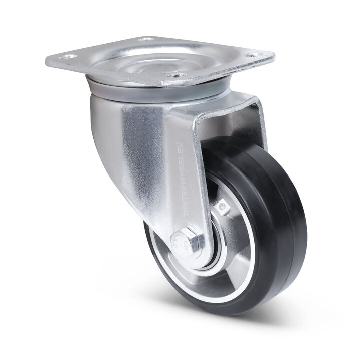 Rubber zwenkwiel 125 mm - kogellager - 300 kg