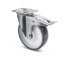 PU zwenkwiel met rem 200 mm - 400 kg