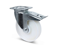 Nylon zwenkwiel met rem 200 mm - 800 kg