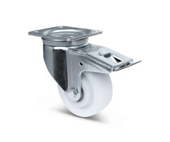 Nylon zwenkwiel met rem 125 mm - 700 kg